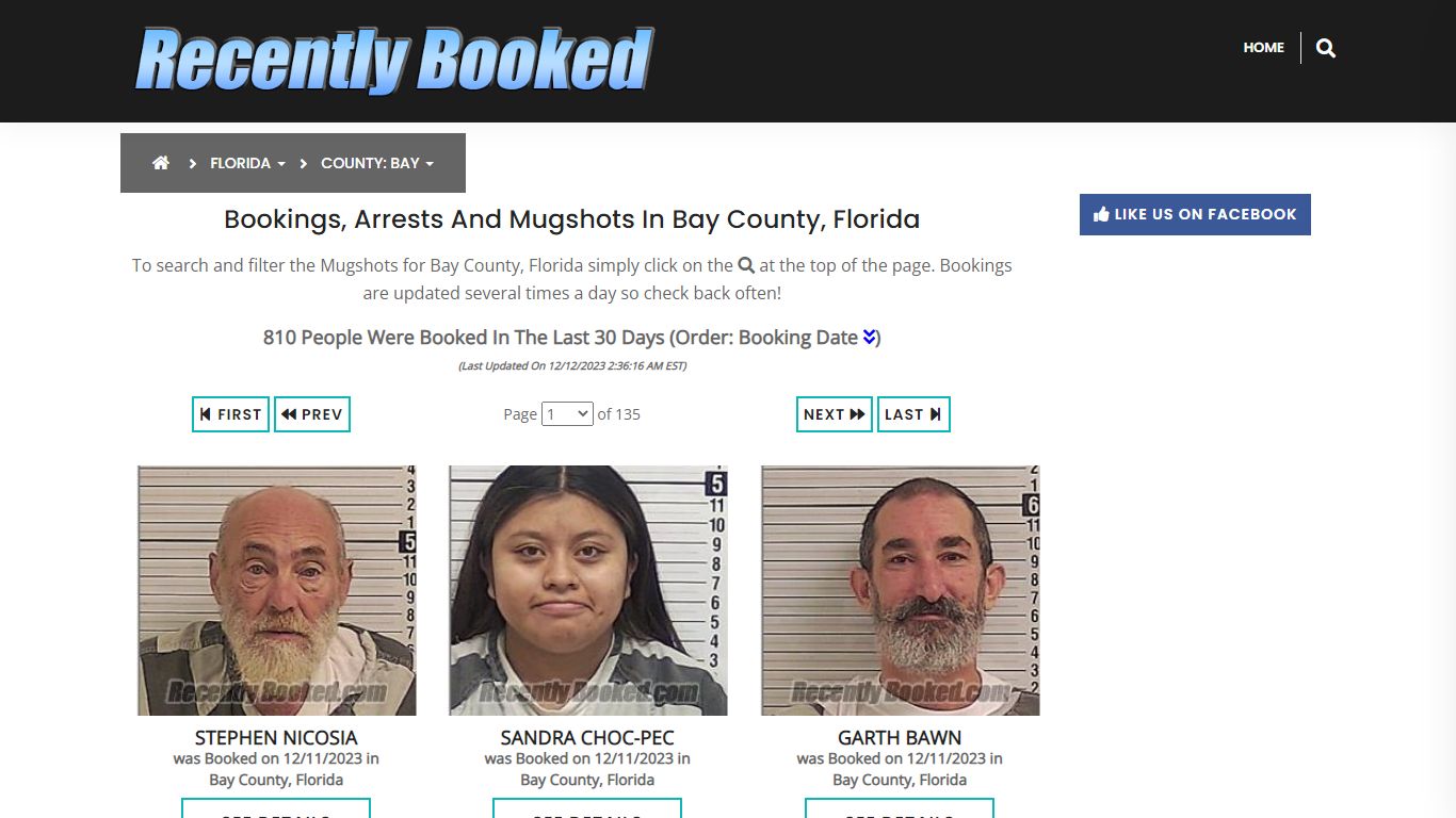 Recent bookings, Arrests, Mugshots in Bay County, Florida - Recently Booked